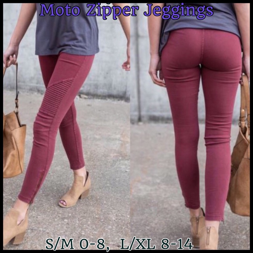 𝗠𝗼𝘁𝗼 𝗝𝗲𝗴𝗴𝗶𝗻𝗴𝘀 ~ with Ankle Zippers
AVAIL. COLORS~ BLACK, BURGUNDY, PINK, WHITE - Picture 3 of 8